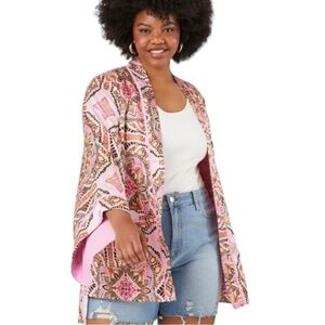 FOREVER 21 Satin Ornate Print Kimono | Size 1X